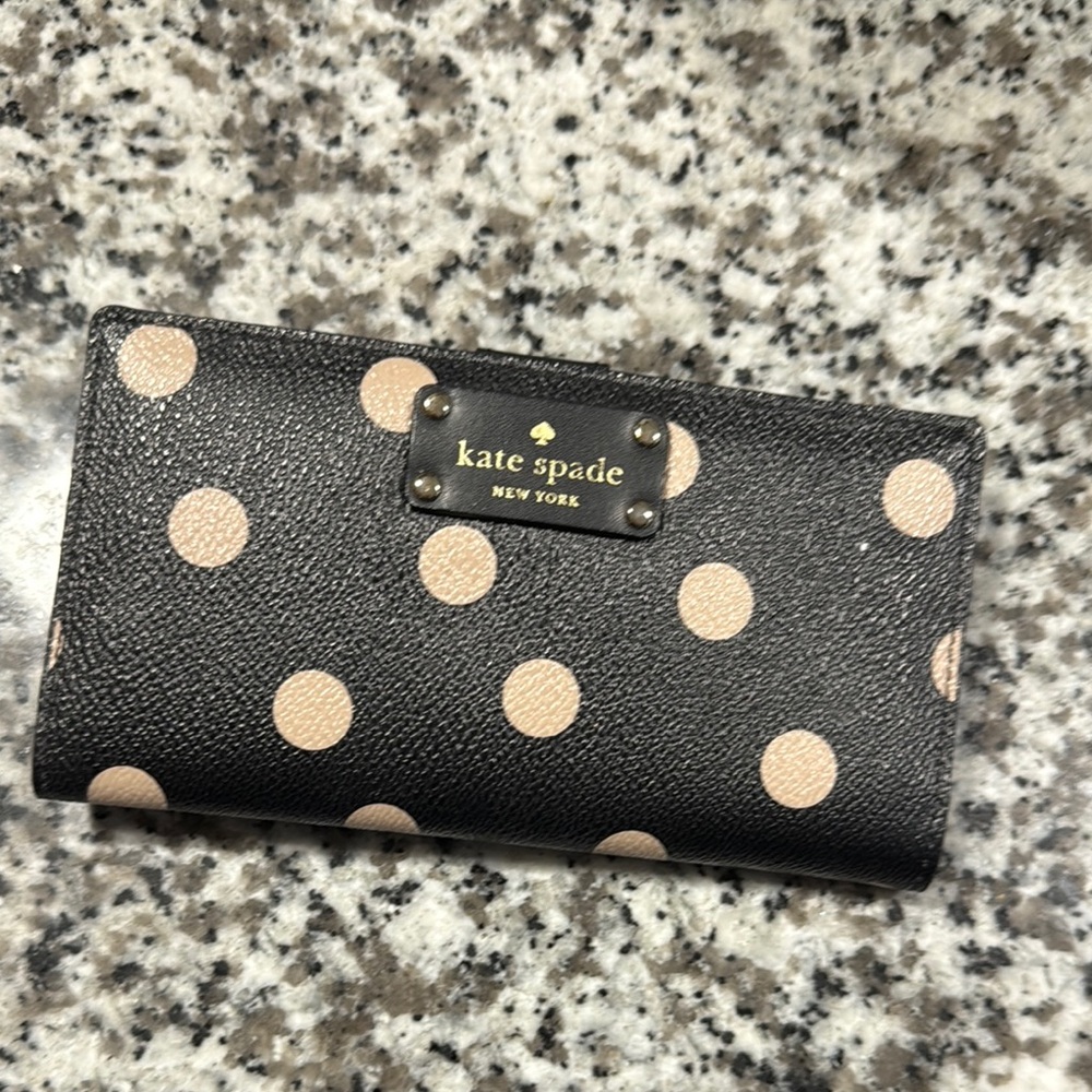 Kate Spade Black and Tan Polka Dot Wallet